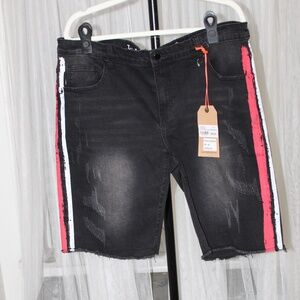 Kilogram Painted Stripe Denim Shorts. Sz 42